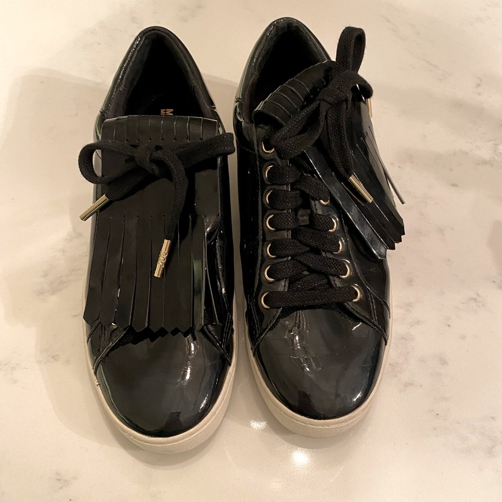 Black Women's Sneakers with Fringe Detail